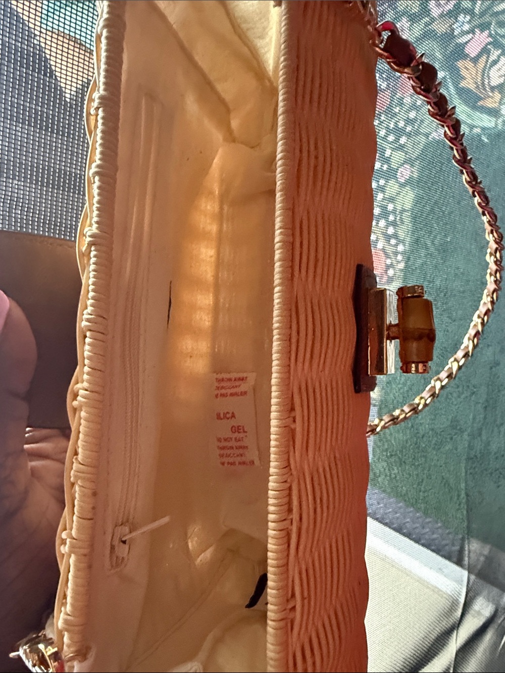 Tommy Bahama Natural/Brown Woven Wicker Clutch with Brown Leather Trim NWT - Picture 8 of 9